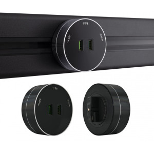 Трековая розетка Am-track-sockets 380011TS/USBx2 Black